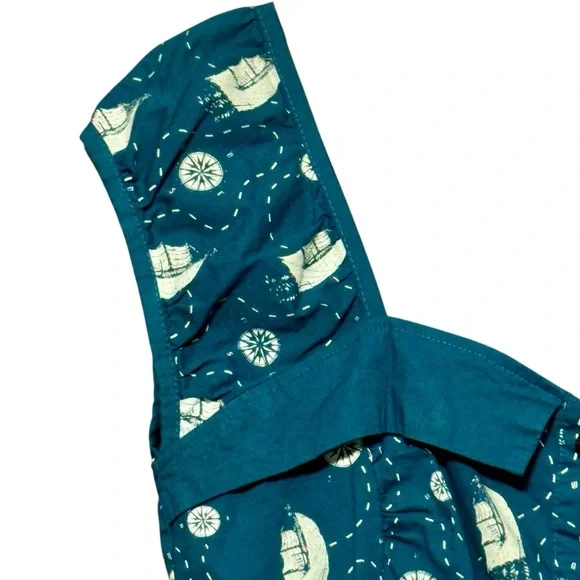 Sourpuss Retro Sailboat Nautical Rockabilly Pinup Sweetheart Neckline Dress XL - Picture 3 of 10